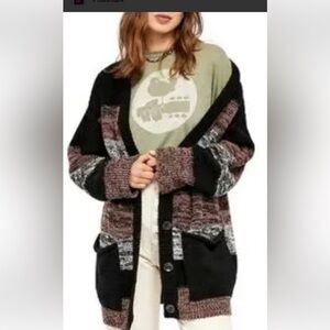Free People Black and Brown Cardigan